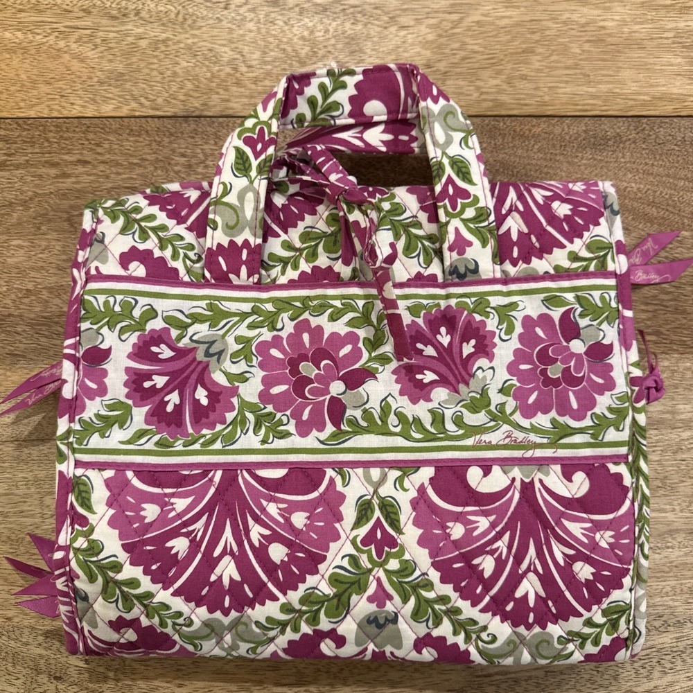 VERA BRADLEY Hanging Travel Organizer Cosmetics Toiletries Bag Julep Tulip EUC